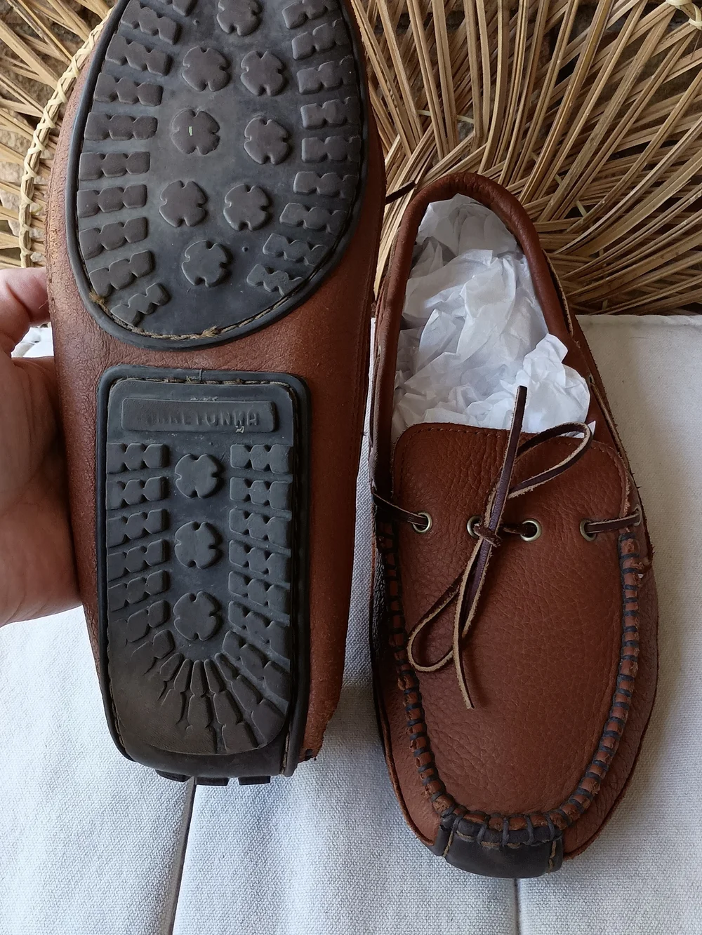 Minnetonka Men's Chestnut Brown Leather Boat Loafer Driving Shoes_11